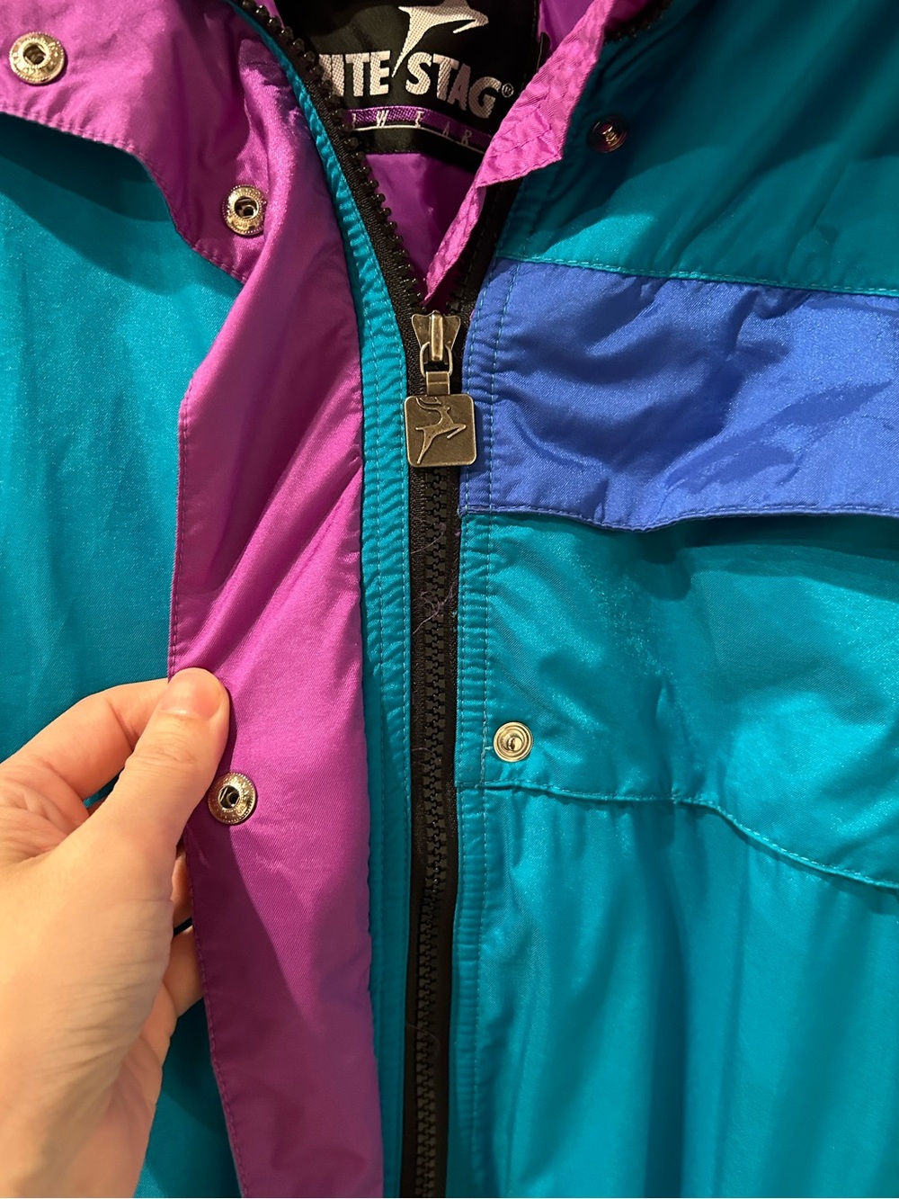 Vintage 80’s White Stag Snow Ski Suit Women’s Size 12 Teal Black - Picture 7 of 9